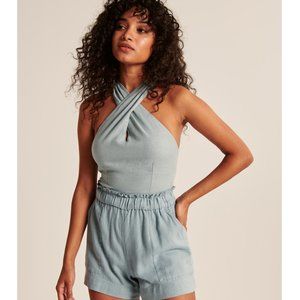 NWT A&F - Twist-Front Linen-Blend Halter Top